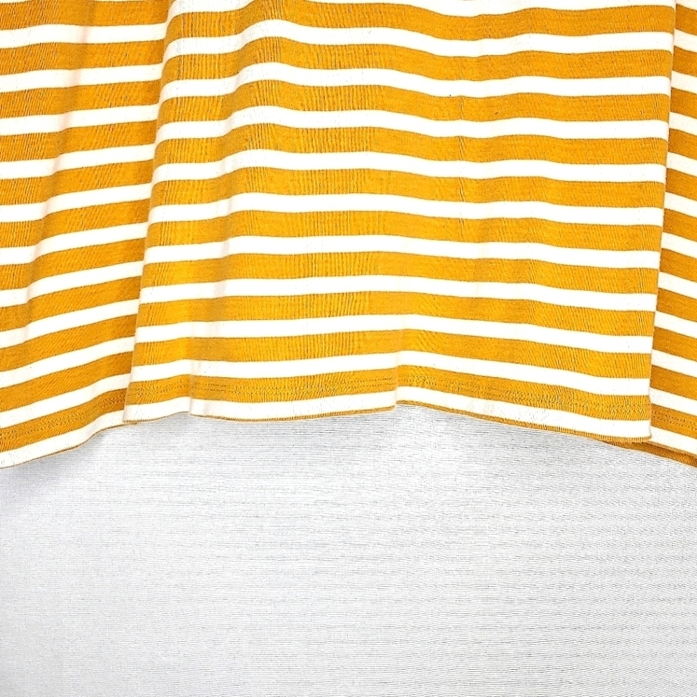 CJ Banks horizontal strip, long sleeved tee. Gold/white 1X - Picture 8 of 13